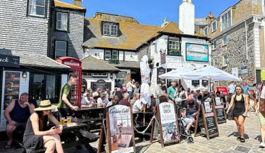 Visitor figures to Cornwall slumped by 10 to 12 per cent in 2024, and this week Visit Cornwall, which promotes the region to the UK and the rest of the world, announced it went bust (Pictured: The Sloop Inn, St Ives)
