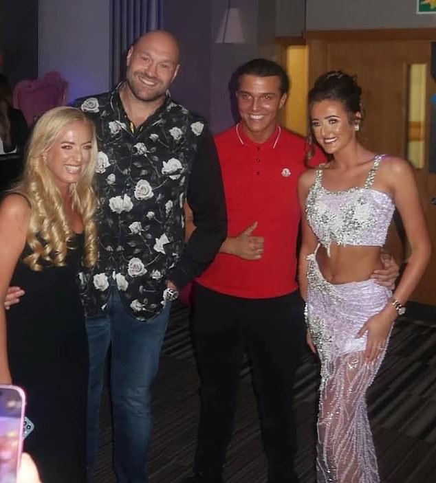 Tyson and Paris Fury are pictured beaming with their soon to be son-in-law Noah Price and their daughter Venezuela. Noah's mother describes him as a good, hard-working boy