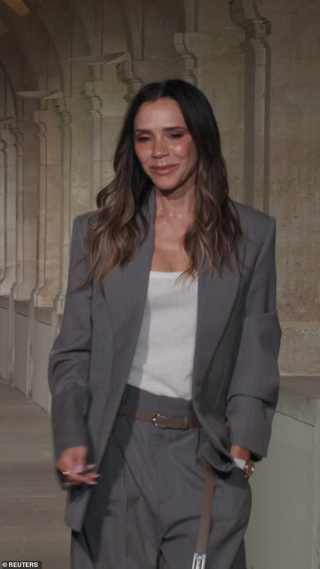 Victoria's children Harper, Cruz and Romeo were sat in the front row to support their mum, though Brooklyn and his wife Nicola Peltz did not attend