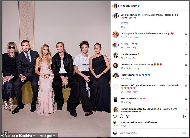 Victoria took to Instagram to share the united family snap