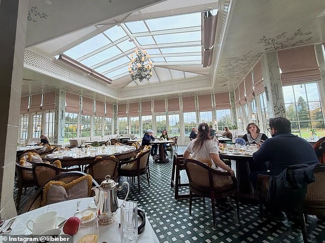 In one picture he posted it appeared that he was about to enjoy some afternoon tea inside the hotel