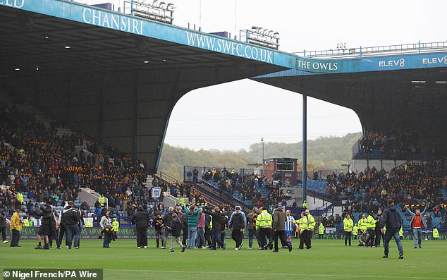 Saturday saw a fresh protest when, 10 minutes into the game against Coventry, a small number of fans ran onto the pitch, forcing referee Adam Herczeg to temporarily suspend play