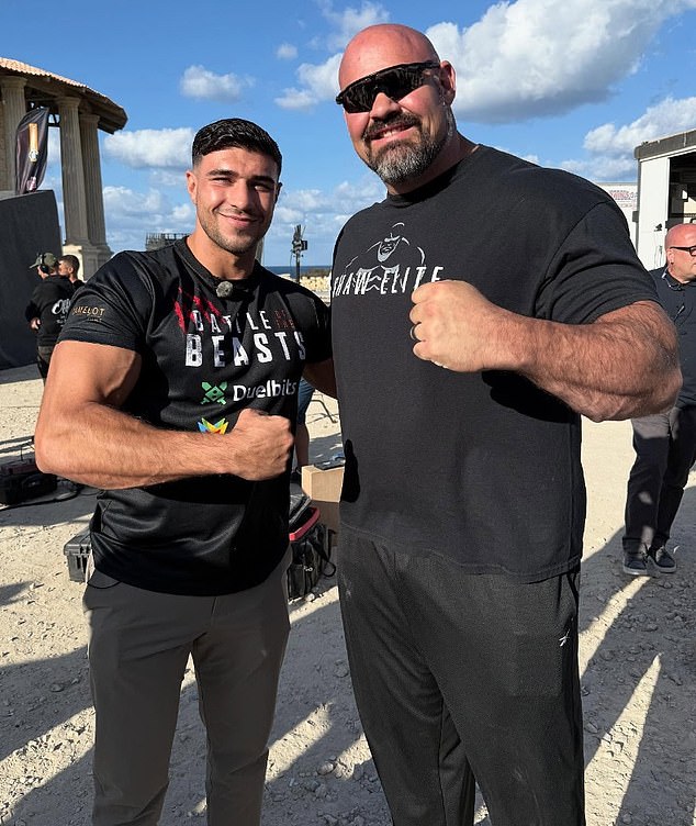 Brian Shaw, who stands at 6ft 8in, was also on set in Malta with Fury over the weekend