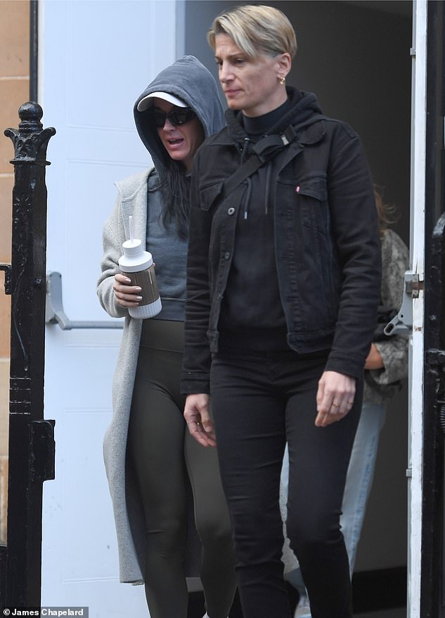 Katy Perry wrapped up warm after touching down in Glasgow on Tuesday as she continued the UK and Europe leg of her tour