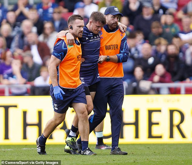Bristol fly-half AJ MacGinty limps out of their opening-weekend clash with Leicester