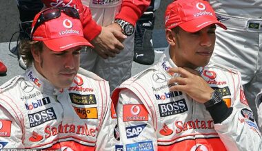 Fernando Alonso (left) tried to give McLaren staff £1000 each during  his first season racing against new team-mate Lewis Hamilton (right), pictured in 2007 in Brazil