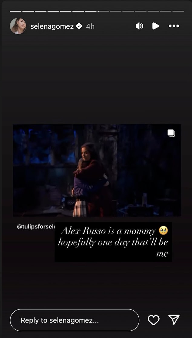 While promoting the season finale of Wizards Beyond Waverly Place, Gomez revealed that her character Alex is now a 'mommy' and that she hopes to 'one day' become one in her real life