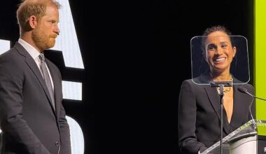 Meghan Markle has voiced fears she and Prince Harry share about their children growing up in a digital age as they accepted an award on stage in New York for their humanitarian efforts