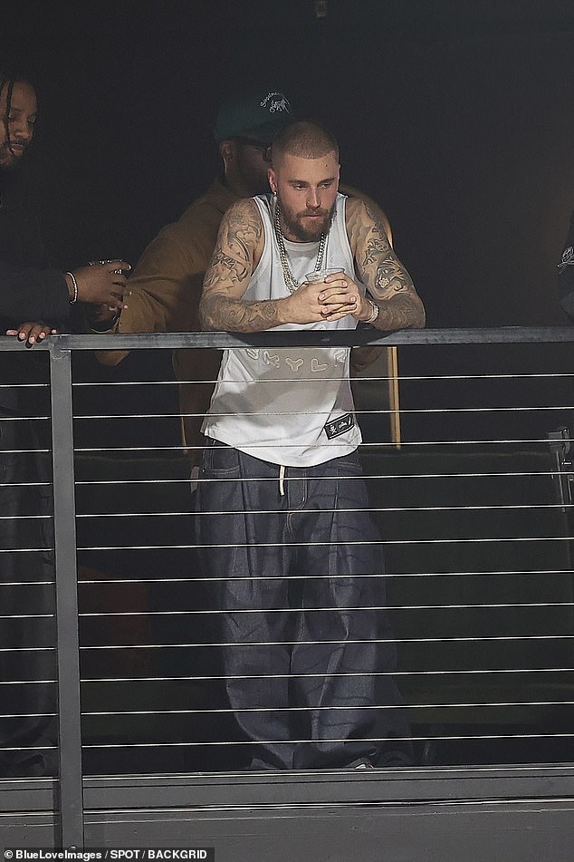 During Justin's night out he watched his Skylar basketball team play at The League in Los Angeles