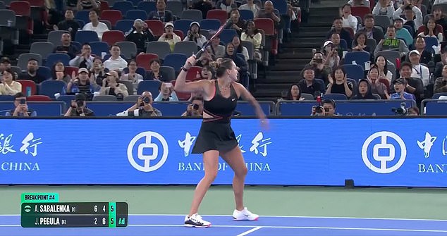 Aryna Sabalenka threw her racket after being broken by Jessica Pegula at the Wuhan Open