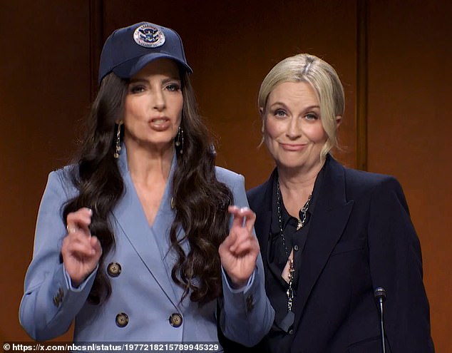 The sketch spoofed Attorney General Pam Bondi¿s fiery appearance at a Senate hearing earlier in the week, with Poehler channeling Bondi beside Fey¿s over-the-top 'ICE influencer'