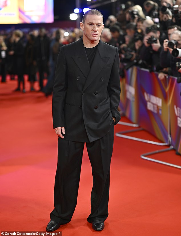 Channing posed for photos solo at the premiere