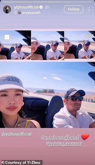 She also posted an Instagram story with a collage of photos of the couple driving in his convertible