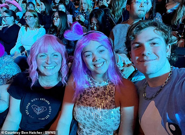 Ben, who is a student at SOAS University of London, attended the Lifetimes Tour gig alongside his pal Mia Lloyd (middle) and his mother Sharon (left), as well as two of her friends