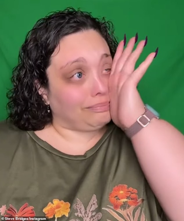 His wife broke down in tears as she wiped her face in the emotional video
