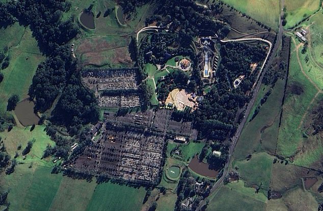 A Google Earth image captured in August captured hundreds of EVs imported from China being stored at Jamberoo Action Park without approved