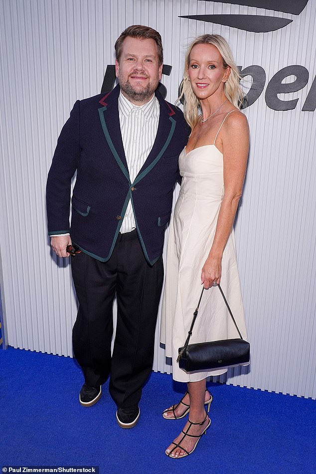 The work to the property, where Corden lives with his wife Julia (pictured) and their three children, was carried out before planning permission was sought