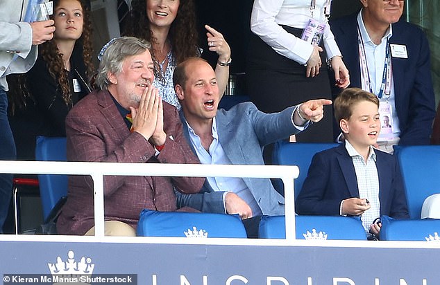 Fry with Prince William and his son Prince George at an Ashes test match at Lord's in 2023