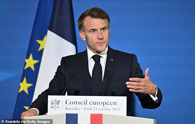 Emmanuel Macron (pictured) is fighting for his political career as France continues to creep towards economic meltdown