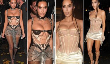 Kim Kardashian doubles up on sheer dresses in London — and wears braids as a bra