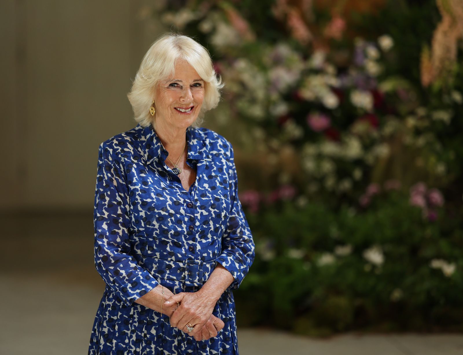 A gift from the King Queen Camilla also wore the romantic pendant during a visit to the Garden Museum in 2023
