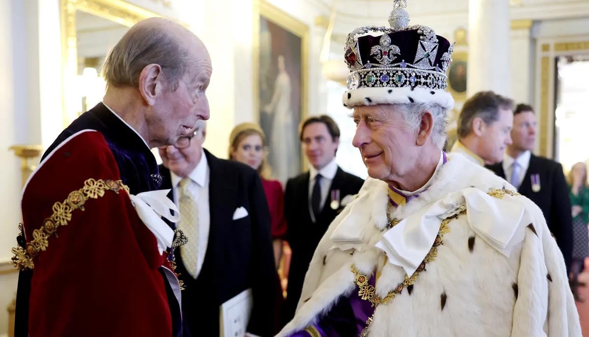 Duke of Kent reacts after receiving special honour from King Charles