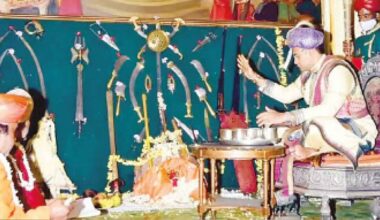 Royal family of Mysuru performs traditional Ayudha Puja at palace