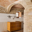 © Pol Viladoms Forn Lleva't Bakery / Quim Olea · Estudi d'Arquitectura - Interior Photography, Wood, Brick, Beam, Chair