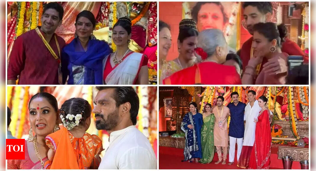 Priyanka Chopra visits Rani Mukerji-Kajol family’s Durga Puja pandal in Mumbai; Ranbir Kapoor, Bipasha Basu and others join the celebrations |