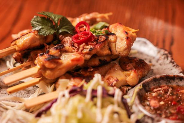 The chicken skewers at The Rising Sun pub in Bredbury
