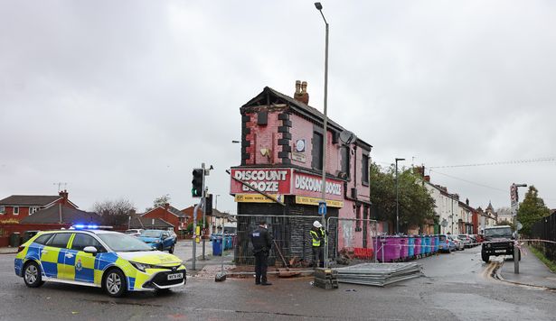 Storm Amy damage after part of the roof fell on Walton Breck Road junction with Blessington Road in Anfield