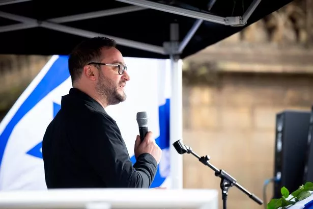 Labour MP Christian Wakeford addresses the crowd at the Manchester Rally