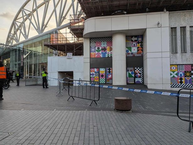 Cordons have been placed across a walkway next to the former Zara shop in the Bullring
