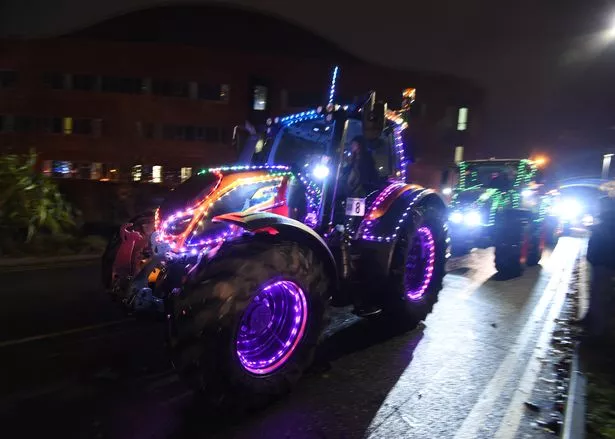 The Christmas Tractor Convoy outside Alder Hey Children's Hospital