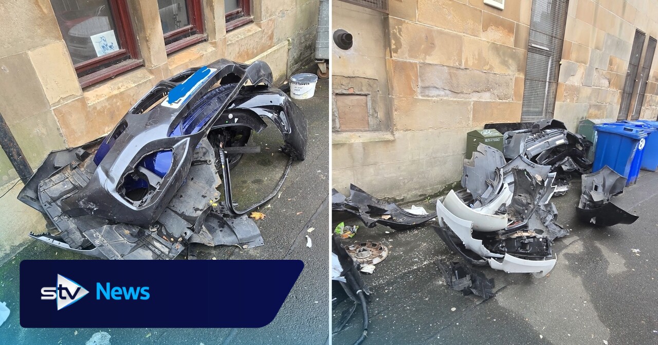 Cars chopped up and left dumped on Glasgow street