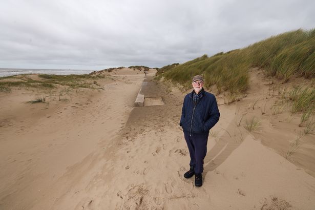 Campaigner Chris Wolstenholme on the dunes at Crosby beach