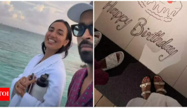 Hardik Pandya shares glimpses of his romantic birthday celebration with girlfriend Mahieka Sharma at a beachside getaway | Hindi Movie News