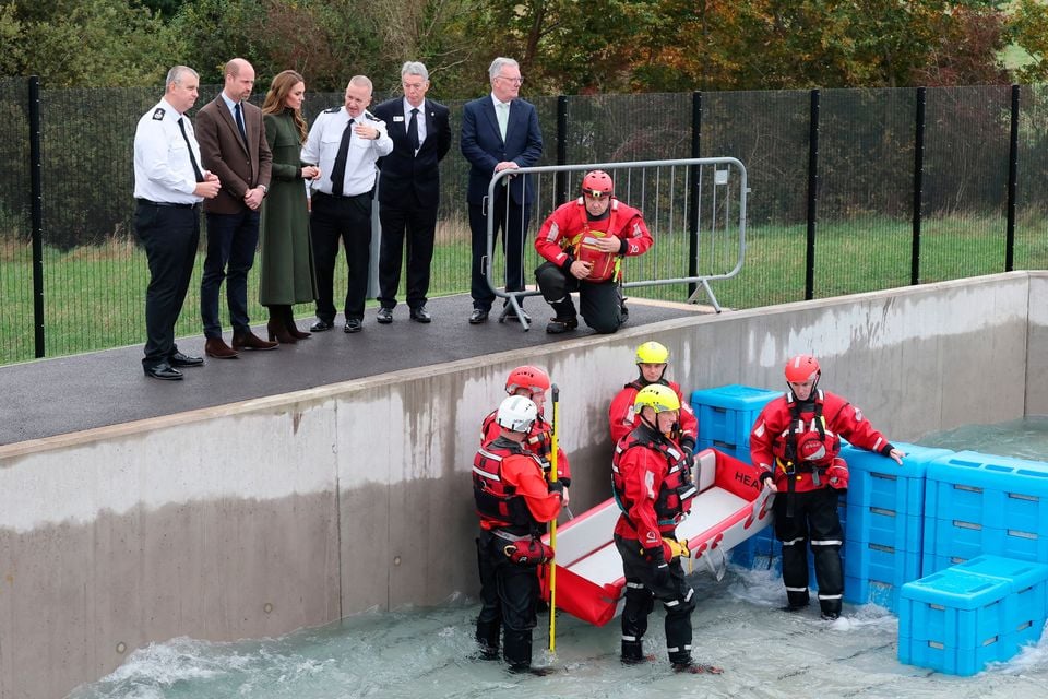 The Prince and Princess of Wales observe a training scenario at the training college near Cookstown. Chris Jackson/PA Wire