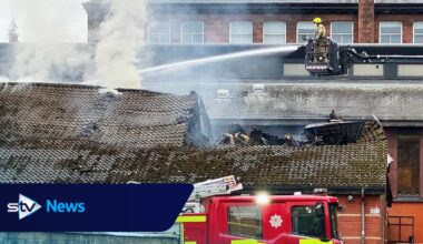Road closed after fire breaks out at church overnight in Glasgow as drivers urged to avoid area