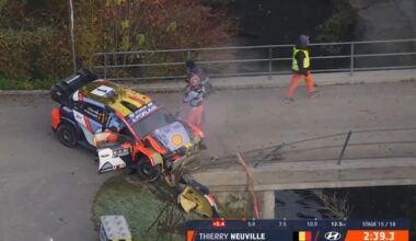 Stage 15 cancelled as Thierry Neuville crashes into bridge