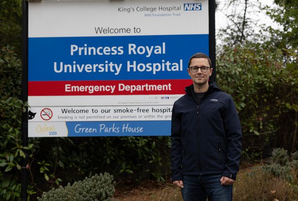 Matthew Venner poses for photos outside the Princess Royal University Hospital in Orpington in London, Britain 15 October 2025. Facundo Arrizabalaga/MyLondon