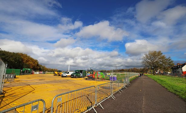Wavertree Park 'The Mystery' and the United Utilities work site. Photo by Colin Lane
