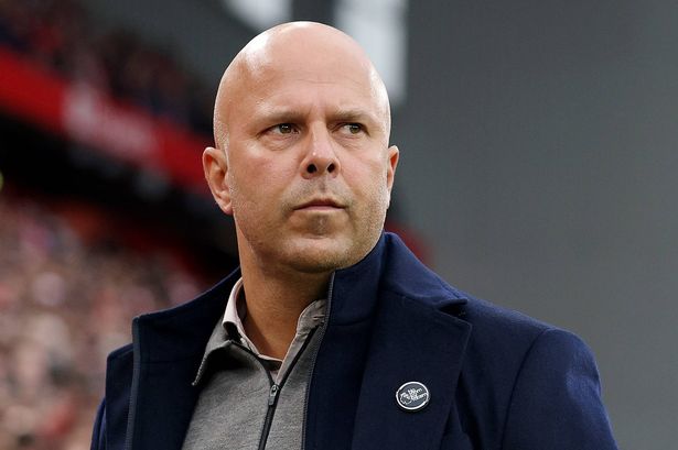 LIVERPOOL, ENGLAND - OCTOBER 19: Arne Slot, Manager of Liverpool, looks on prior to the Premier League match between Liverpool and Manchester United at Anfield on October 19, 2025 in Liverpool, England. (Photo by Michael Regan/Getty Images)