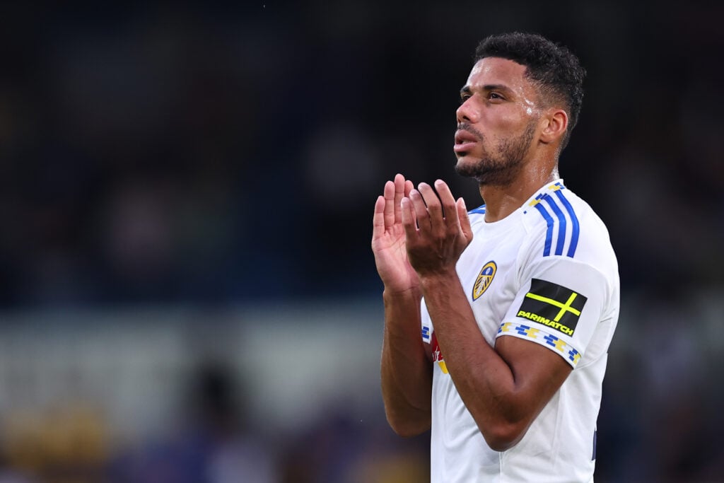 James Justin applauds the Leeds fans.