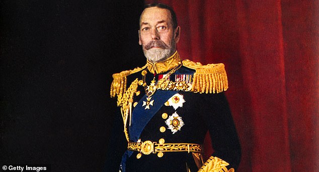 King George V, official portrait photograph of 1935, in full dress uniform with sword.  Illustrated London News Silver Jubilee.  Colour photograph by Finlay Colour Ltd. 1910-1935.  Plate VII.  (Photo by Culture Club/Getty Images)