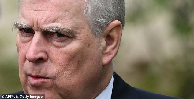 (FILES) Britain's Prince Andrew, Duke of York reacts as he leaves St. George's Chapel, in Windsor Castle, after attending the Easter Mattins Service, on March 31, 2024. King Charles will strip his younger brother Andrew of his royal titles and long-term residence, the palace said in a statement on on October 30, 2025. "His Majesty has today initiated a formal process to remove the Style, Titles and Honours of Prince Andrew," it said. "Prince Andrew will now be known as Andrew Mountbatten Windsor," it said, adding that he would also move out of his long-time home on Windsor Castle's sprawling grounds. The announcement followed fresh outrage at accusations made against him by one of Jeffrey Epstein's main accusers, charges he has denied. (Photo by JUSTIN TALLIS / AFP) (Photo by JUSTIN TALLIS/AFP via Getty Images)
