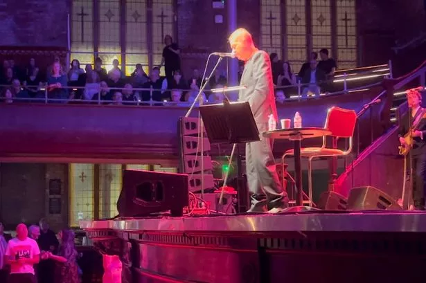 Edwyn Collins performing on-stage at the Albert Hall as he said farewell to Manchester