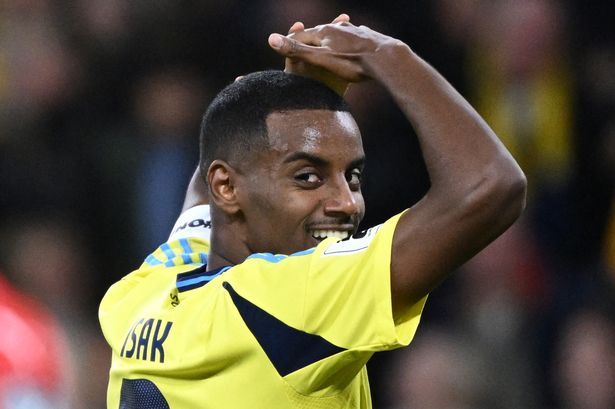Alexander Isak puts his hands on his head after missing a chance for Sweden