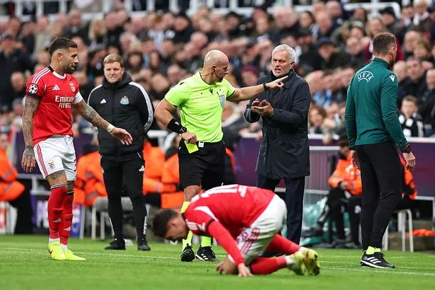 Jose Mourinho the head coach of Benfica reacts during the UEFA Champions League 2025/26 League Phase MD3 match between Newcastle United and Benfica