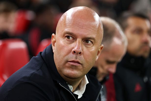 LIVERPOOL, ENGLAND - OCTOBER 29: Arne Slot, Manager of Liverpool, looks on prior to the Carabao Cup Fourth Round match between Liverpool and Crystal Palace at Anfield on October 29, 2025 in Liverpool, England. (Photo by Dan Istitene/Getty Images)